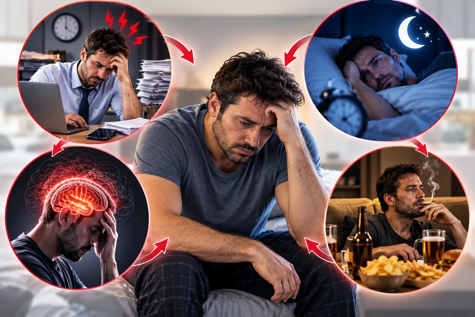 Infografik: die 4 Lustkiller – Stress, leere Akkus, Kopfkino, Lebensstil
